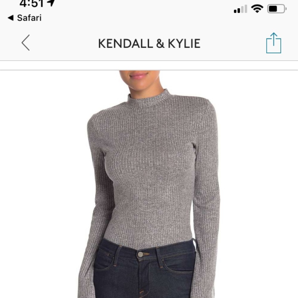 Kendall + Kylie grey long sleeve leotard